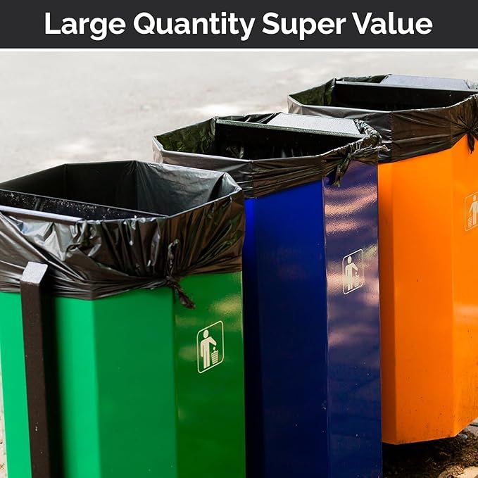 Extra Heavy Duty Black Contractor Garbage Bags 55 Gallon, 50 Trash Bags, Construction Grade, 3 mil, Made in USA