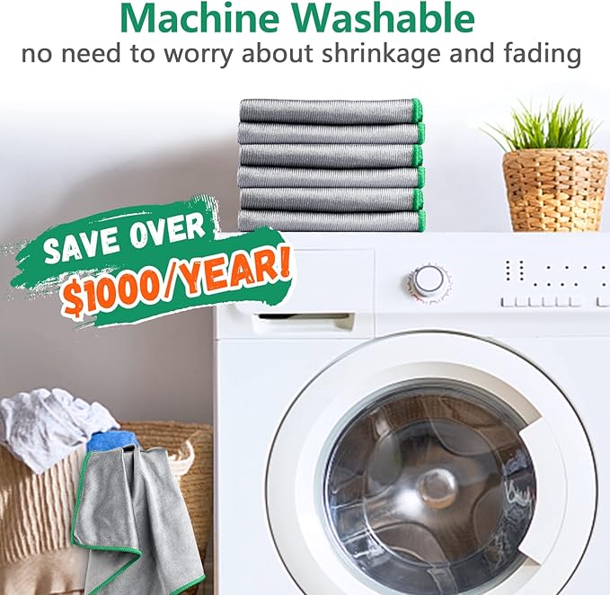 Glass Polishing Cloth Streak Free Miracle Cleaning Cloth Lint Free Microfiber Cleaning Rags for Glasses Kitchen Dish Mirrors Easy Clean, Pack of 6, 12" x 12"