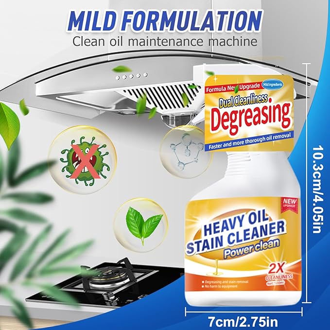 Kitchen Heavy Oil Cleaner, 2025 Newly Upgraded Heavy Duty Oil Stain Remover, 500 ML Multipurpose Cleaner Spray, Kitchen Degreaser Spray for Stovetops, Ovens, Range Hoods (1)
