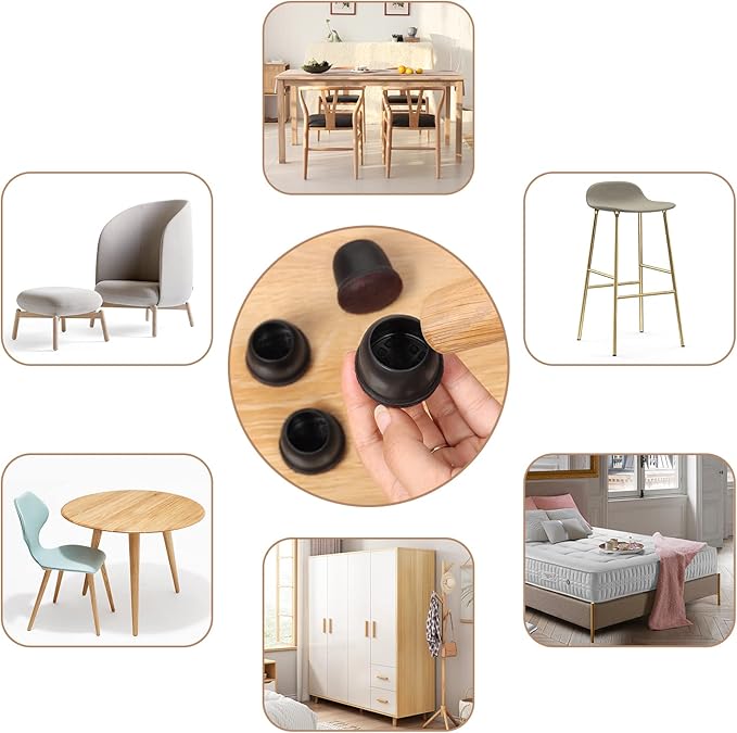 Ezprotekt 24 Pcs Round Silicone Chair Leg Floor Protectors with Felt, Floor Protectors for Chairs, Felt Furniture Pads Cups for Hardwood Floors, Chair Leg Caps Covers (M Fit: 0.87"-1", Black)