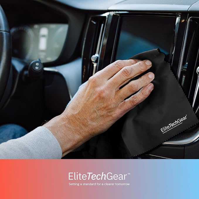 Elite Screens Microfiber Cleaning Cloth for Glasses & Electronics - 12" x 12", Pack of 4, Black - Lens Wipes, Eyeglass Cleaning Wipes & Lens Cloth for Smudge-Free Screens