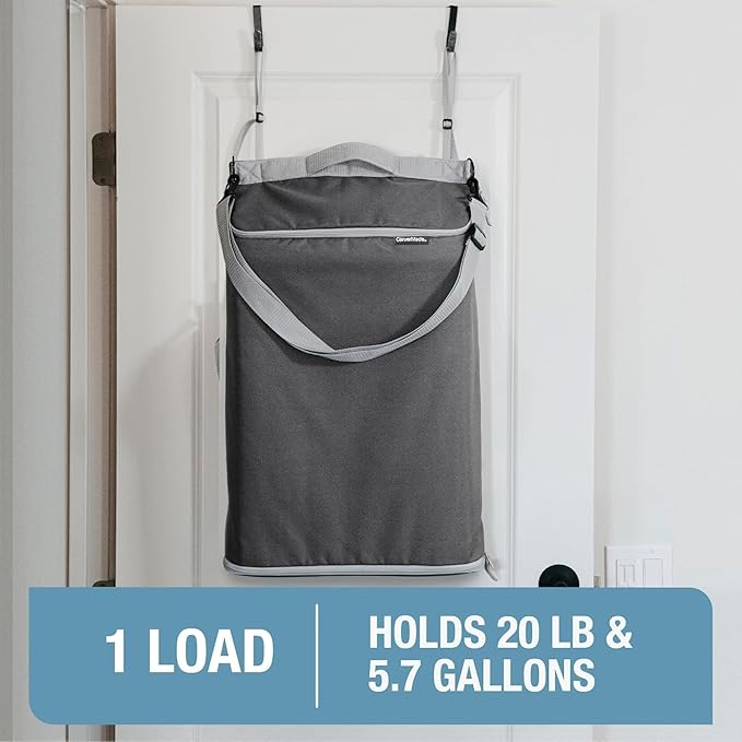 CleverMade Convertible Laundry Hamper Bag - Shadow Gray Stone holds 21.5L / 20 lbs 1 Compartment - Storage with Handles for Home Organization