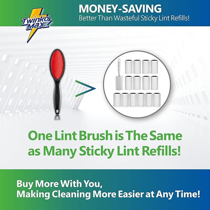 Lint Brush, Lint Remover, Pet Hair Remover, Clothes Brush, Magic Lint Remover Brush, Sheet and Carpet Cleaning Brush, 2-Sided and Reusable, No Need Lint Roller Refill.