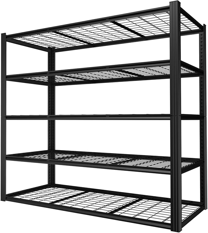 ROOMTEC 60" W Garage Shelving Heavy Duty,33000LBS Storage Shelves,5-Tier Adjustable Metal Shelving Utility Shelf Rack Garage Storage Organize for Storage Industrial, Warehouse, Basement