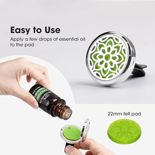 ttstar Car Diffuser Vent Clip - 30mm Aromatherapy Essential Oil, 3 Car Air Fresheners Vent Clips with 36 Refill Pads and 5 Essential Oils Gift for Women
