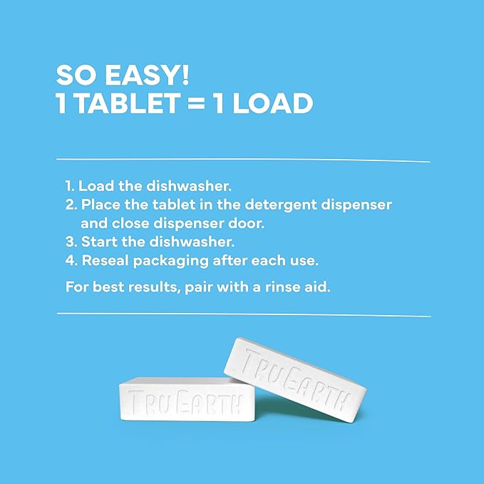 Tru Earth Dishwasher Detergent Tablets | Eco Friendly Alternative to Liquid Pods | 40 Tablets | Lemon