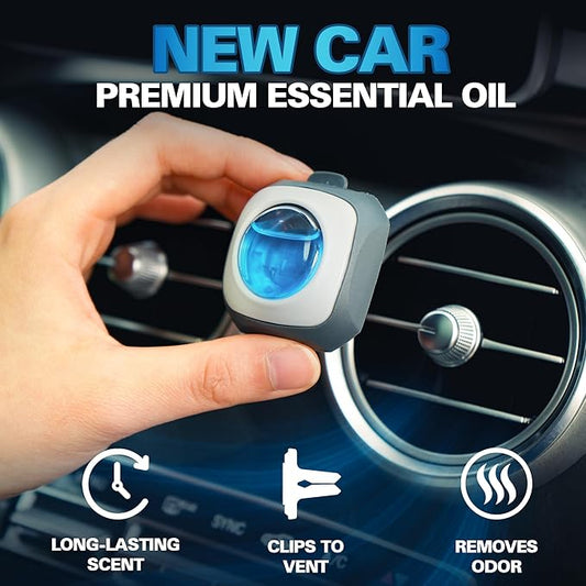 Air Jungles New Car Scent Car Air Freshener Clip, 6 Vent Clips, 4ml Each, Long Lasting Air Freshener, Up to 180 Days Odor Eliminator