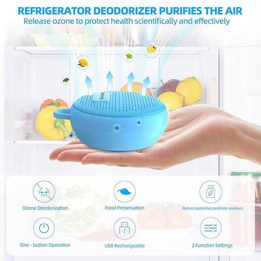 Refrigerator Deodorizer, Rechargeable Deodorizer, Fridge Deodorizer, Air Purifier, Suitable for Refrigerator, Car, Wardrobe, Shoe Cabinet, Better Than Baking Soda and Charcoal(Blue)