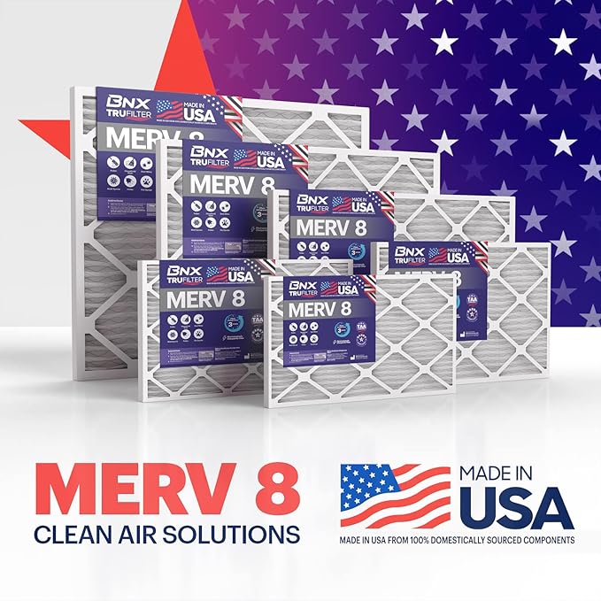 BNX TruFilter 20x23x1 Air Filter MERV 8 (6-Pack) - MADE IN USA – Dust & Pet Defense Electrostatic Pleated Air Conditioner HVAC AC Furnace Filters for Dust, Pet, Mold, Pollen MPR 600 – 700 & FPR 5