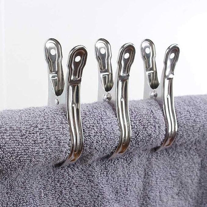 Metal ClothesPins,Row Cover Clips 20 Pack 3.5 Inch Stainless Steel Pool Towel Clips,Chair Clips for Beach Towels,Garden Clips,Greenhouse Clamps:Quilts, Blankets from Blow Away Or Decline