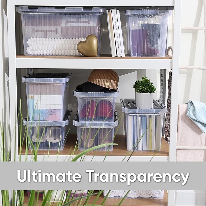 Superio Storage Bins with Lids, Clear Plastic Containers for Organizing, Stackable Totes, BPA Free, Odor Free, Organizer Boxes for Home, and Dorm (2 Pack, 15"x10"x10.25")