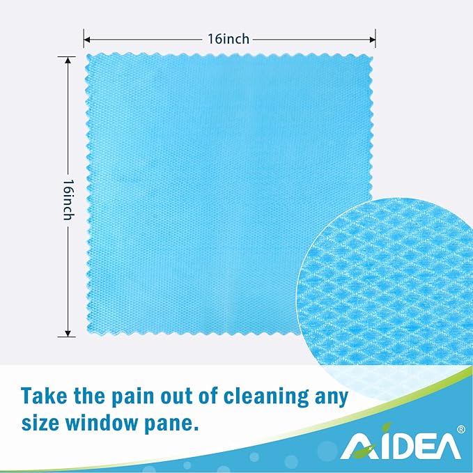 AIDEA Microfiber Glass Cleaning Cloths, 8PK, 16"x16" Premium Microfiber Glass and Window Cleaner, Lint Free Quickly Clean Windows, Glasses, Windshields, Mirrors, Stainless Steel