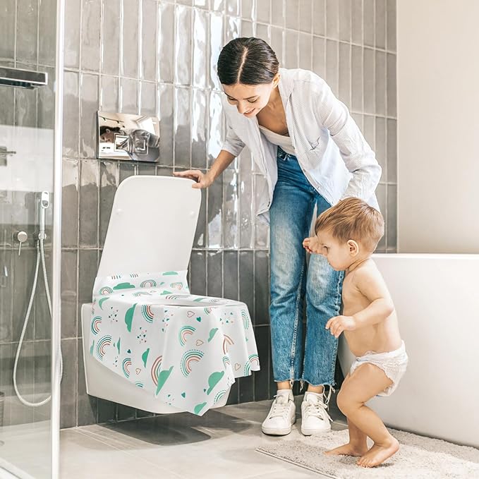 Blissful Diary 30 Pcs Toilet Seat Covers Disposable for Toddlers & Adults, Extra Large Waterproof, Portable Package for Travel, Kids Potty Training