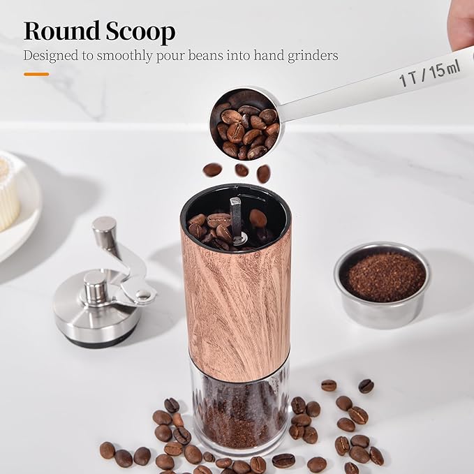 Long Handle Coffee Scoop: 5.64 Inch 18/8 Stainless Steel 1 Tablespoon Metal Measuring Spoon Tbsp Scoop for Coffee Beans, Grounds Coffee, Coffee Powder, Tea, Tall Jars (1Tbsp/15ml)