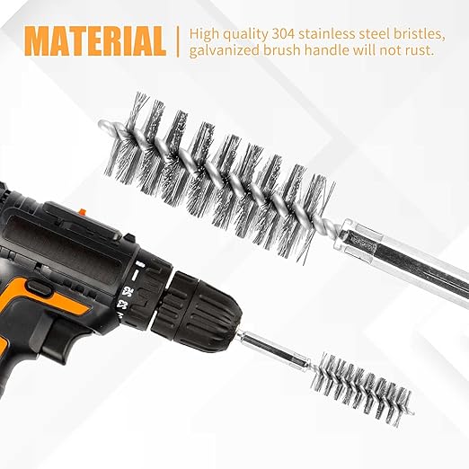 12 Pieces Wire Brush Drill Bore Cleaning Brush Set,with 1/4 Inch Hex Shank Stainless Steel Wire Twisted Brush for Drill Impact Driver