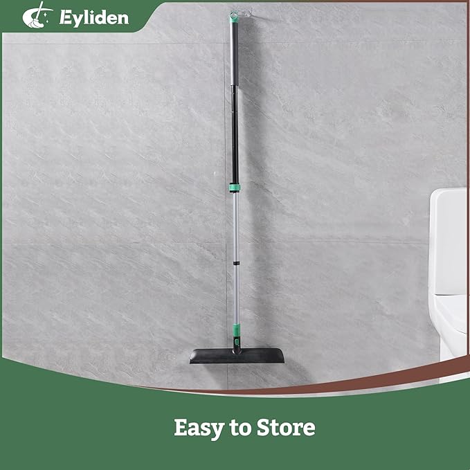 Eyliden X-Large Floor Scrub Brush, 2 in 1 Scrape Brushes with Rubber Squeegee | 55.3" Long Handle, 15" Wide Stiff Bristle Head | Floor Scrubber for Deck Kitchen Shower Bathroom Tub Tile Patio Wall
