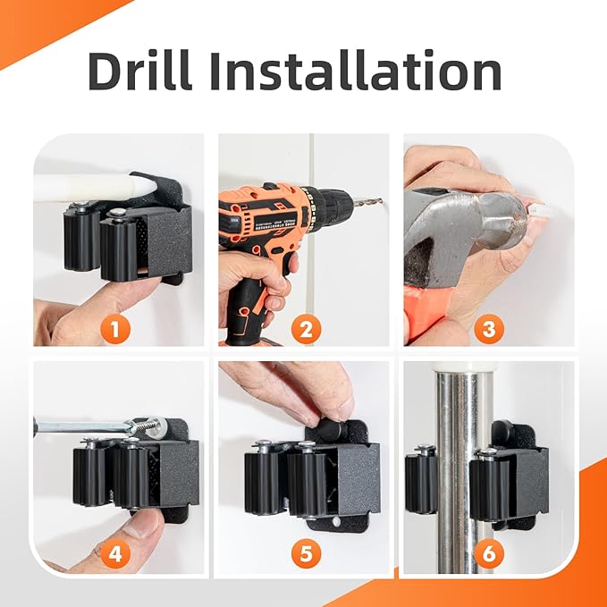 8 PCS Broom Holder Wall Mount, Upgraded Heavy Duty Mop and Broom Holder Wall Mount, Stainless Steel Broom Hanger Mop Holder Rack for Kitchen Laundry Garden Tool Organizer