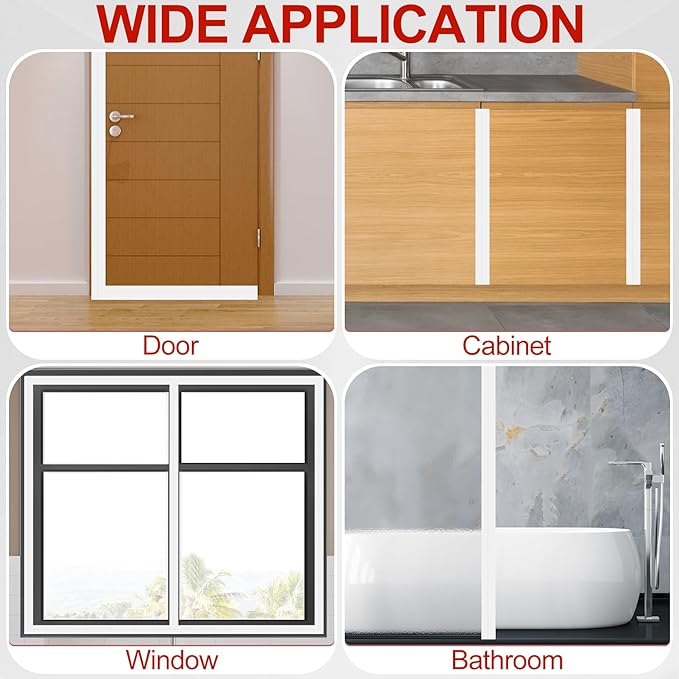 MYFAMIREA Door Weather Stripping 1IN (W) x 20FT (L) Door Draft Stopper Seal Tape Silicone Seal Strip Self Adhesive Shower Sweep Insulation Tape Side Bottom Strip for Sliding Glass Window Gap, White