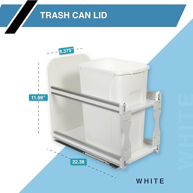 Knape & Vogt QT35LB-WH Trash Can Lid, 1.31-Inch by 14.5-Inch by 9.56-Inch,White