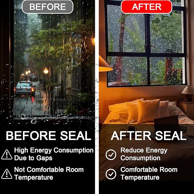 Transparent Window Weather Sealing Tape 3 Inch x 33 FT Weather Stripping Residue-Free Clear Window Insulation Caulk Tape for Shower Glass Gaps and Clear Doors Windows Windproof