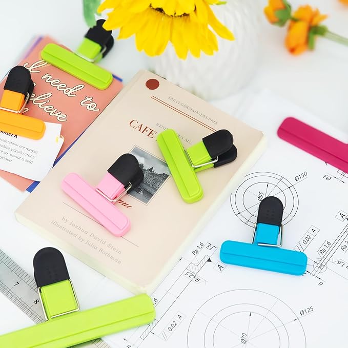 6 Pack Chip Bag Clips, Large Bags Clip for Food Storage, Snack Clips for Chips and Other Food Bags, Plastic Heavy Duty Sealing Clip for Home, Office and More(6 x 3.5 Inch)