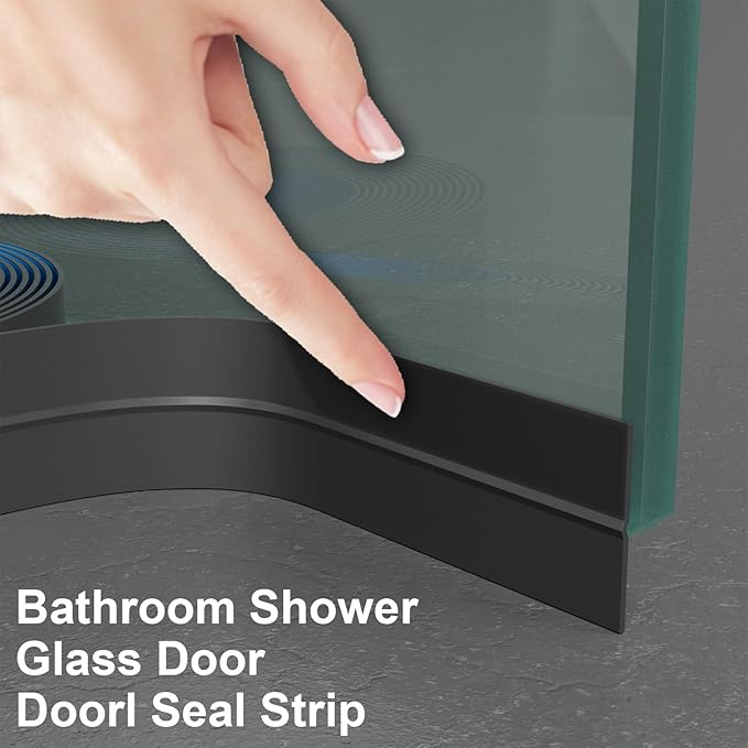 Weather Stripping Door Seal, Silicone Strip for Frame and Gaps Draft Stopper,Glass Shower Door Sweep, Black, 20 Feet x 1 Inch