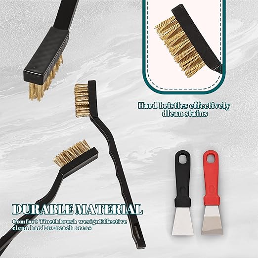24 Pcs Mini Brass Brush Set, Brass Scratch Brush with Curved Handle, Cleaning Weld Slag and Rust