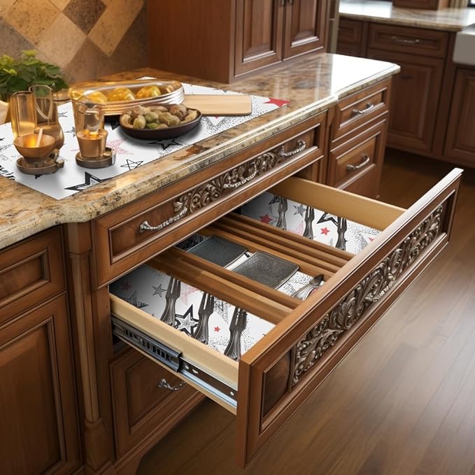 Shelf Liner 18" W x 288" L Non Adhesive Kitchen Drawer Liner, Waterproof Shelf Liner Durable Anti-Slip for Kitchen Cabinets