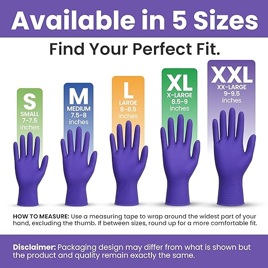 SafeWay Nitrile Disposable Gloves — Multi-Purpose Powder-Free, Non-Latex, Medical Use, and Textured Fingertips for Food Prep, Cleaning, Tattoo, Nursing, Lab, Examination, & More — (6000pcs, 2X Large)