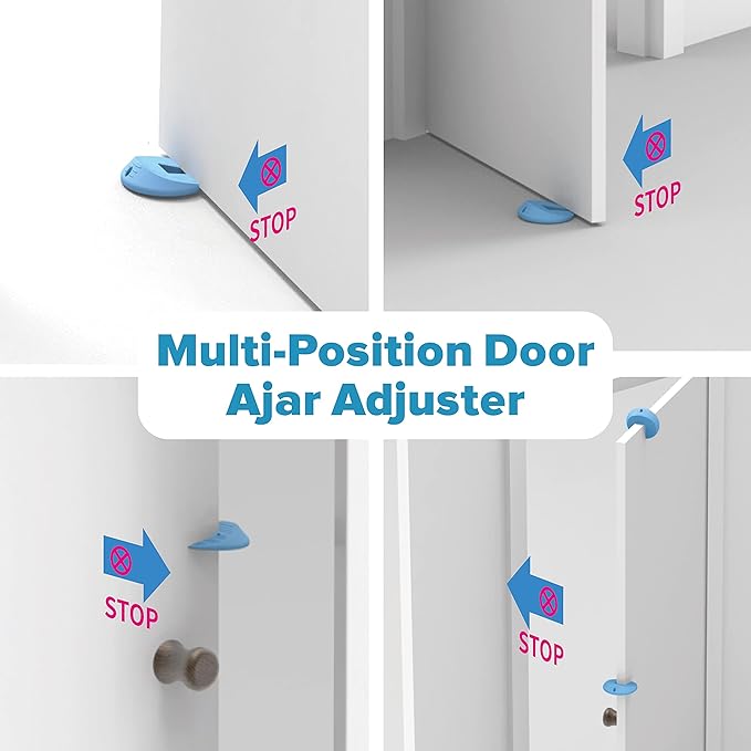 Door Pinch Guard and Door Slam Stopper, Durable Silicone Door Finger Pinch Guard, Prevents Finger Pinch Injuries, Slamming Doors, Door Safety for Kids, 4 Packs Blue Upgraded.