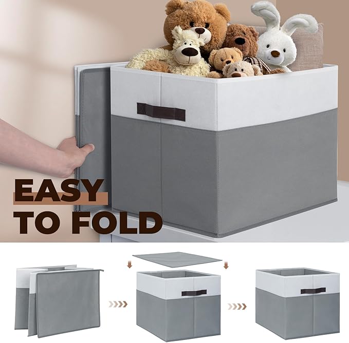 Criusia 8 Pack Closet Organizers and Storage Bins - Extra Large Storage Baskets for Organizing - Clothes Storage Bins for Shelves -Foldable Organizer Bins Totes for Toy Blanket, Dorm Room Essentials