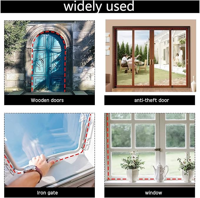 White Rubber Weather Stripping Door Seal Strip, D Shape Door Rubber Weather Seal Strip, SelfAdhesive Door Weatherstripping Soundproofing Door Sealing Strip for Windows (40 feet, White)