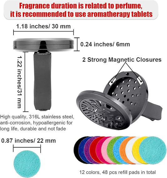 2 Pieces 316L Car Aromatherapy Oil Diffuser Air Freshener with 48 Felt Pad (Tree Patterns)