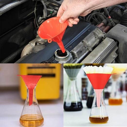 XhjzgcTec 8 Pcs Plastic Funnel Set, Oil Funnels for Filling Bottles or Containers, Multipurpose Wide Mouth Funnels for Kitchen/Laboratory/Garage/Car Liquids/Oil/Dry Goods/Bottles/