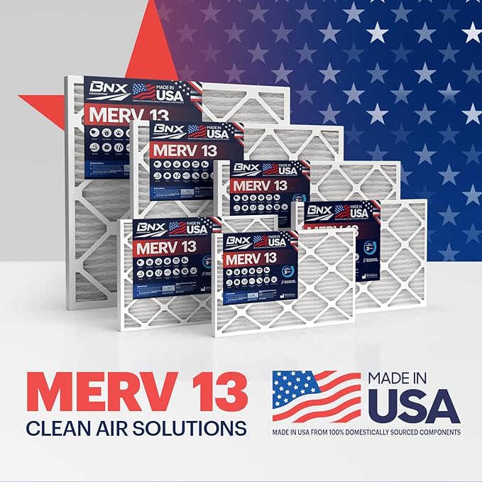 BNX TruFilter 14x30x1 Air Filter MERV 13 (4-Pack) - MADE IN USA - Electrostatic Pleated Air Conditioner HVAC AC Furnace Filters for Allergies, Pollen, Mold, Bacteria, Smoke, Allergen, MPR 1900 FPR 10