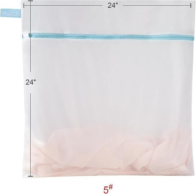 Polecasa 2Pcs 24 x 24 Inches Extra Durable Fine Mesh Laundry Bags with Sturdy Zipper for Delicates, Protect Clothes in Washing Machine, Laundry Room Essentials for College, Dorm (2 X-Large)