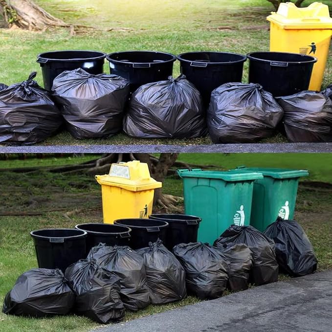 2-4 Gallon Trash Bags, 1000 Count Bulk Value Pack, Black Garbage bags, Small Trash Can Bin Liners for Bathroom, Office, Industrial, Commercial, Janitorial, Municipal, Recycling