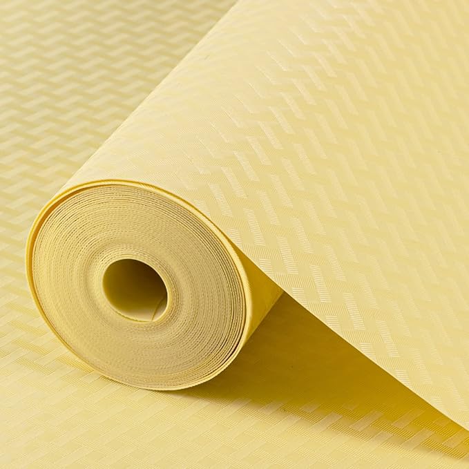 Shelf Liners for Kitchen Cabinets Refrigerator Liners Waterproof & Oil-Proof Kitchen Cupboard Liner Non Adhesive Drawer Mats Non Adhesive Cabinet Liners for Shelves -Yellow Beige 11.8 x 118 Inches