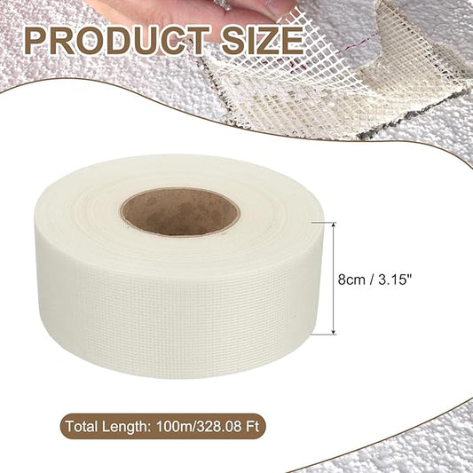 PATIKIL Drywall Repair Mesh Tape, 3 inch x 328 ft Fiberglass Repair Patch Self-Adhesive Dry Wall Joint Tape 12 Mesh Wall Hole Crack and Seam Patch, White