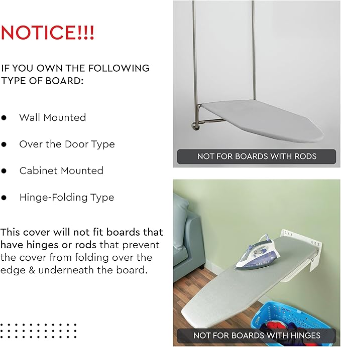 Encasa XO Ironing Board Cover and Pad 28"x12" - Thick 3mm Felt Padding, Drawstring Tightening & Lock, Easy Fit, Scorch & Stain Resistant, Fits Mini Ironing Board - Grey Tiles