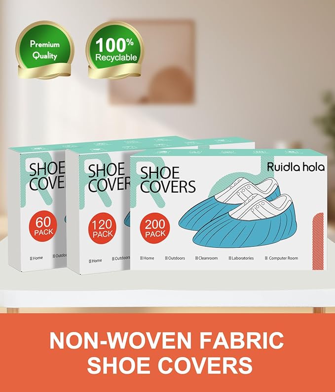 Shoe Covers Disposable 60 Pack, Non-Woven Booties for Shoes Covers,Durable Non Slip Shoe Protectors for Indoors, Breathable & Stretchable Fit for Most Sizes –Protector for Home, Real Estate, Work