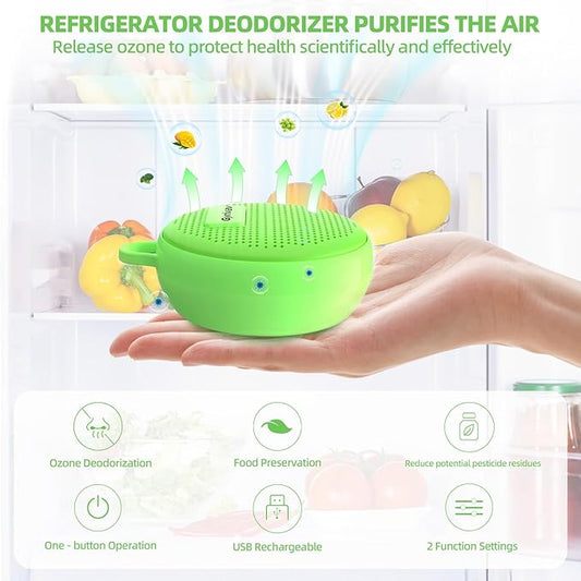 Refrigerator Deodorizer, Rechargeable Deodorizer, Fridge Deodorizer, Air Purifier, Suitable for Refrigerator, Car, Wardrobe, Shoe Cabinet, Better Than Baking Soda and Charcoal(Green)