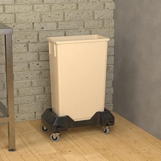 23 Gallon Beige Slim Jim Trash Can with Dolly