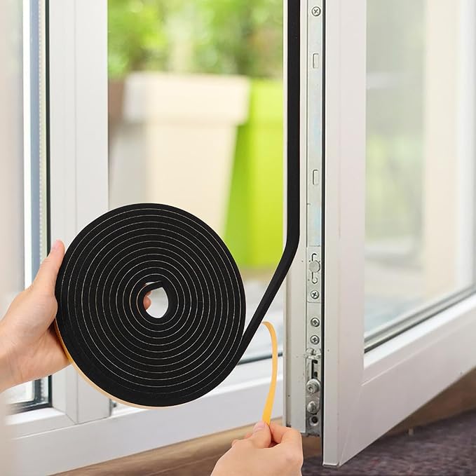 32Feet Weather Stripping Seal (2 Inch X 1/16 Inch) for Door Window, High Density Foam Tape, Soundproofing, Insulation Strip, Door Sealers for Door Frame- Black