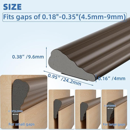 Wedge-Shape Window Weather Stripping Door Frame Seal Strip 3Pcs×196" Brown,Upgrade Black Foam,Soundproofing,Draft Stopper,Winter Insulation,Noise Blocker, Gap Filler for Exterior Front Door Side
