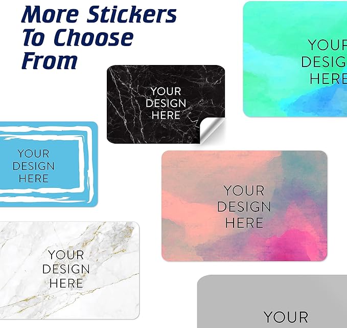 100 Custom Vinyl Stickers - Upload Your own Image, Text, Design, Logo - Personalized Logo Labels for Handmade, Packaging, Bottle, Jars, Candle, Brand Stickers (Black Marble, 4x2)