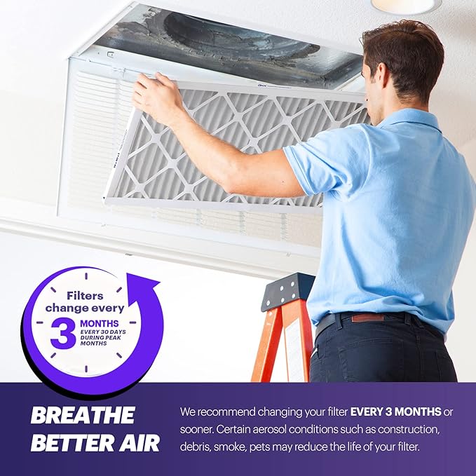 BNX TruFilter 16x20x1 Air Filter MERV 8 (12-Pack) - MADE IN USA – Dust & Pet Defense Electrostatic Pleated Air Conditioner HVAC AC Furnace Filters for Dust, Pet, Mold, Pollen MPR 600 – 700 & FPR 5