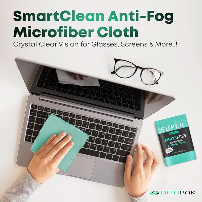 Anti Fog Microfiber Cleaning Cloth for Glasses | Individually Wrapped Microfiber Lens Cleaning Cloth for Eyeglasses, Lenses, Binoculars, Face Shields, Ski Masks or Swim Goggles (50 Count)