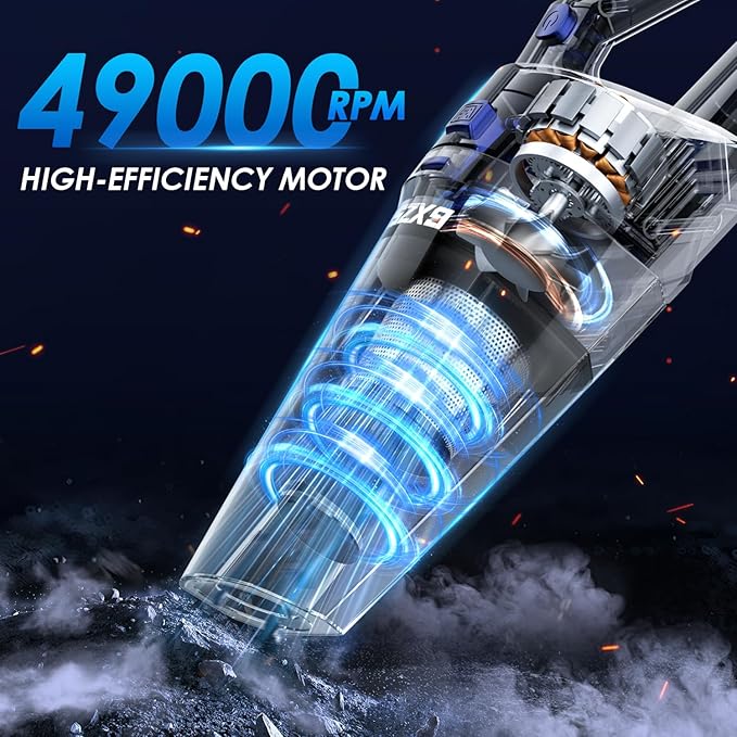 Handheld Vacuum Cordless, 15000PA Strong Suction Hand Held Car Vacuum Cleaner Rechargeable, Portable Hand Vacuum with Multi-Nozzles & Washable Filter for Home Office, Car, Pets