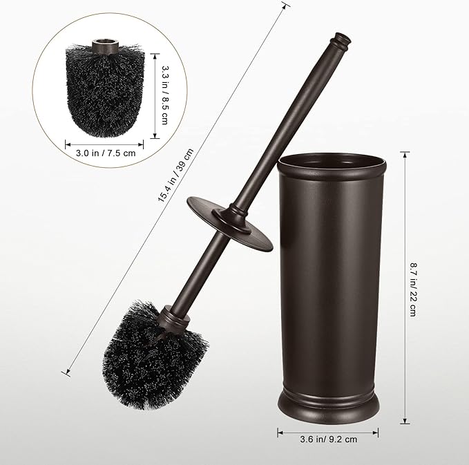 Toilet Bowl Brush Holder Set: Bathroom Deep Cleaning Toilet Scrubber Rim Cleaner with Caddy for Restroom Rv - Hidden Modern Elegant Toilet Clean Decorative Accessories - Bronze